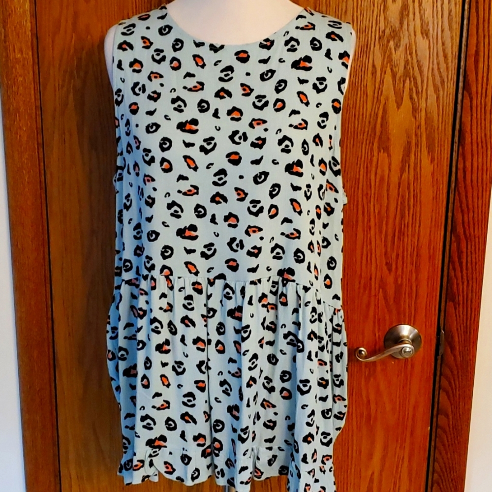 MTS sleeveless Mint Black and Pink Animal Print Top Size 1XL NEW WITH TAGS